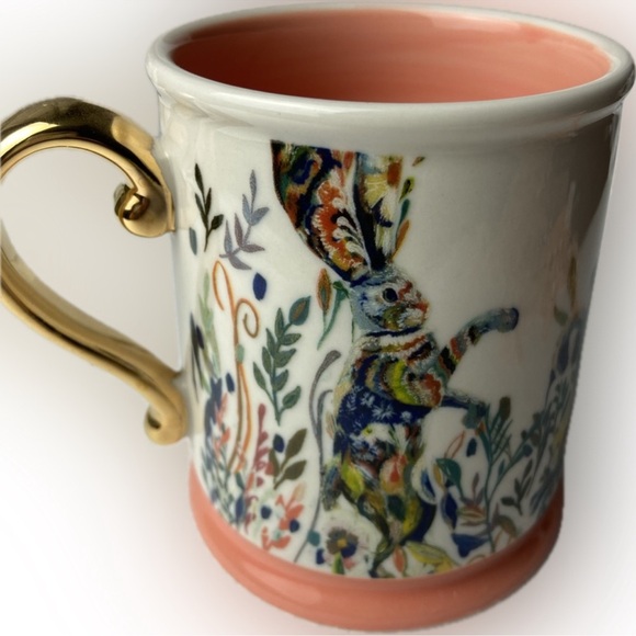 Gold handled Dancing Hares Artist Signed Coffee Mug - Picture 6 of 16